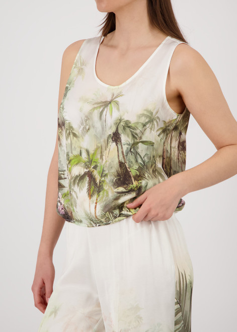 MONARI Green Top With Tropical Print | 410698