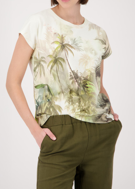 MONARI Green T-Shirt With Tropical Print | 410700