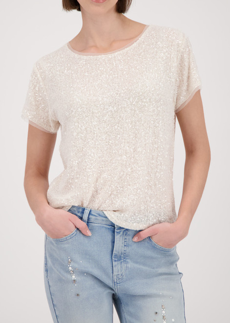 MONARI Beige Sequin T-Shirt | 410724