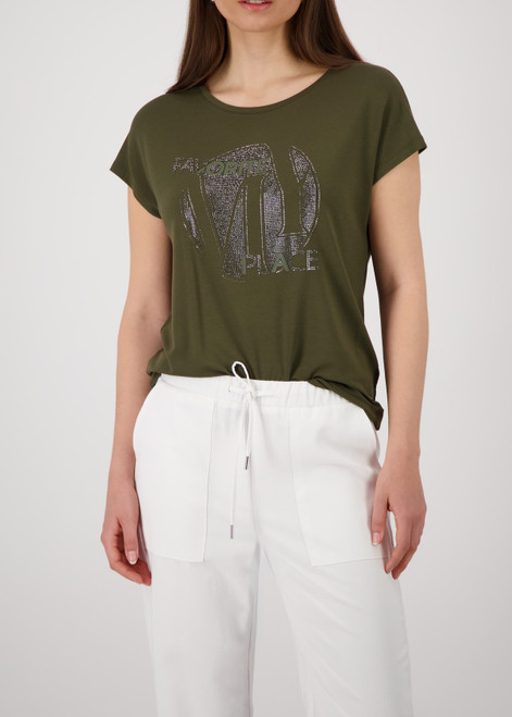 MONARI Green T-Shirt With Rhinestones | 410798