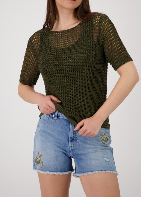 MONARI Green Knitted Jumper With Ajour Structure | 410907