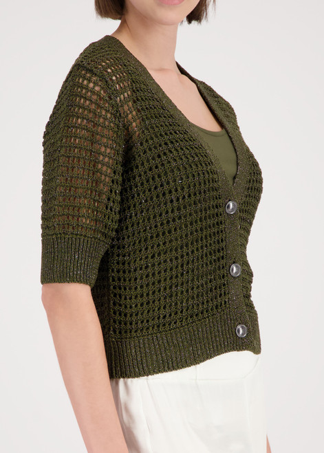 MONARI Green Cardigan With Ajour Structure | 410911