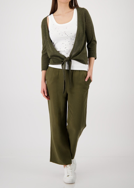 MONARI Green Knitted Cardigan With Lurex | 410912