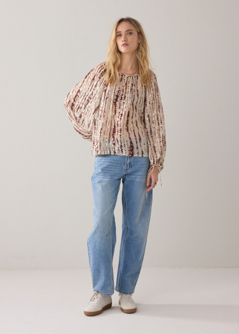 SUMMUM Brick Red Tie-Dye Georgette Top | 2S3421SM