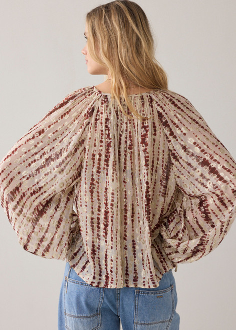 SUMMUM Brick Red Tie-Dye Georgette Top | 2S3421SM