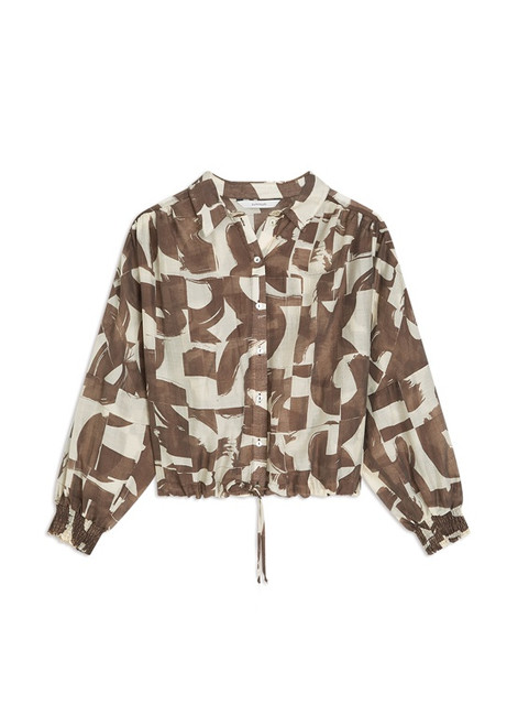 SUMMUM Coffee Graphic-Print Blouse | 2S3462SM