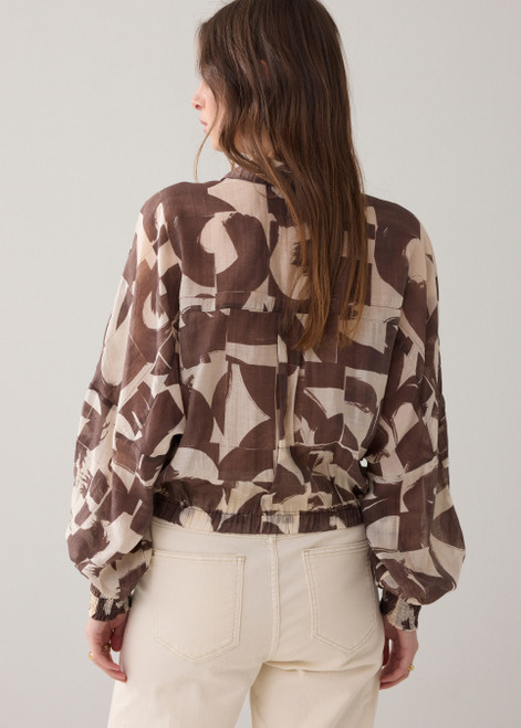 SUMMUM Coffee Graphic-Print Blouse | 2S3462SM