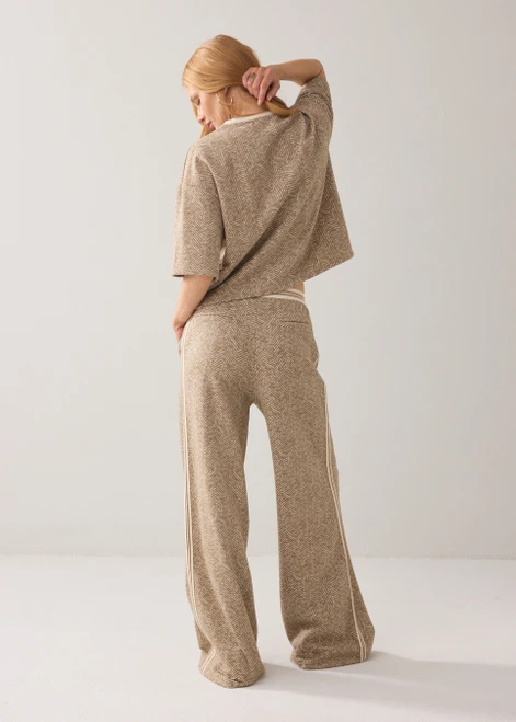 SUMMUM Khaki Herringbone Trousers | 4S2924SM