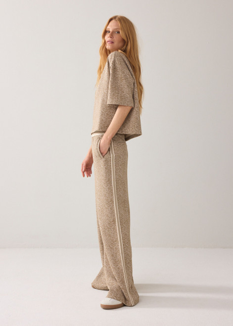 SUMMUM Khaki Herringbone Trousers | 4S2924SM