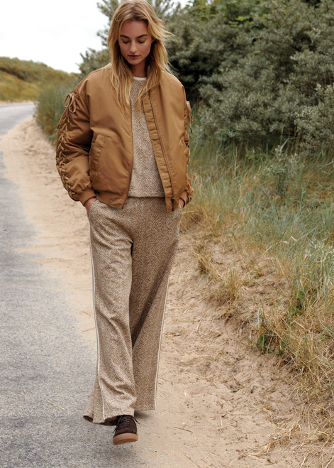 SUMMUM Khaki Herringbone Trousers | 4S2924SM