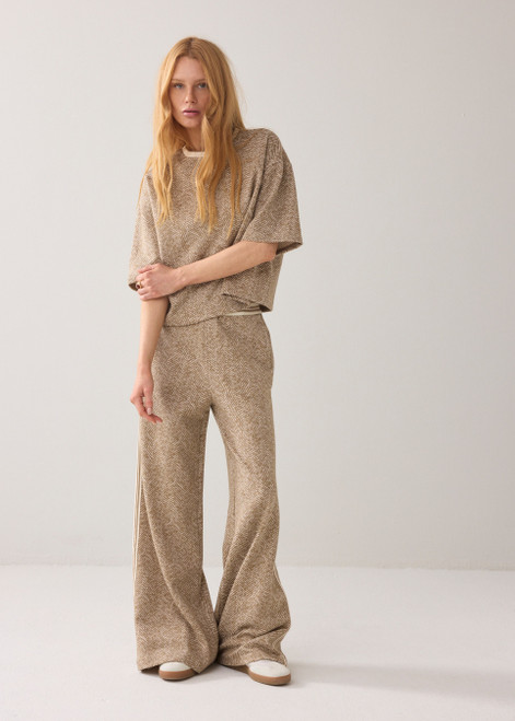 SUMMUM Khaki Herringbone Trousers | 4S2924SM