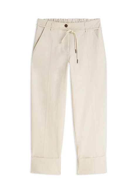 SUMMUM Ivory Cotton-Blend Trousers | 4S2950SM