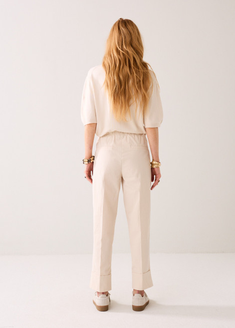 SUMMUM Ivory Cotton-Blend Trousers | 4S2950SM