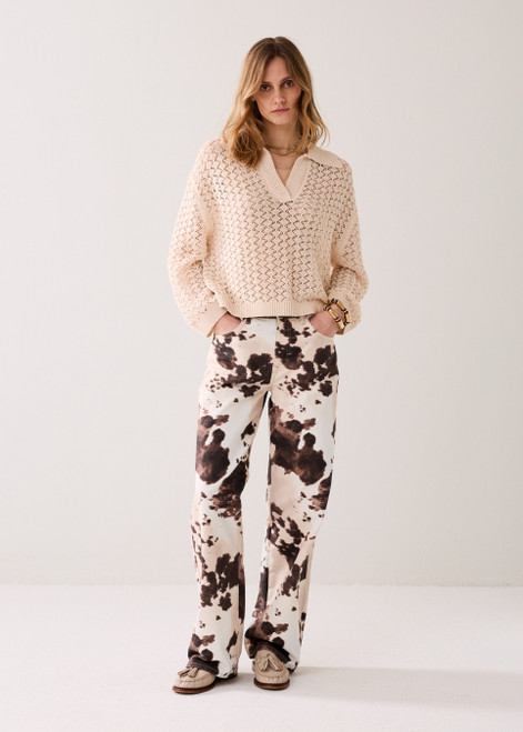 SUMMUM Multicolour Cow-Print Straight-Leg Trousers | 4S2956SM