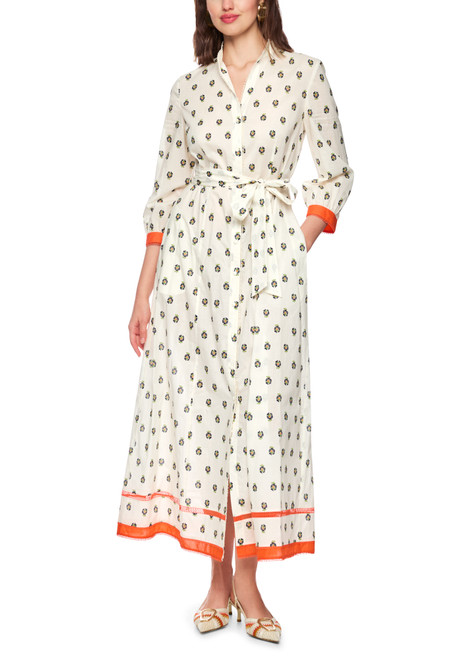 MARC CAIN COLLECTIONS Bright Ecru Printed Cotton Dress | AC 21.39 W45