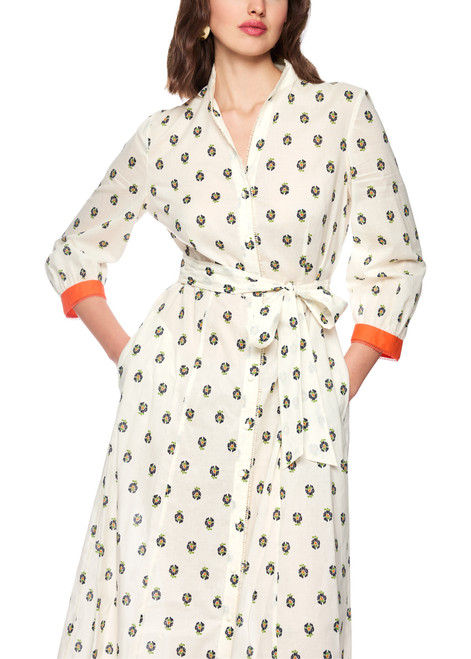 MARC CAIN COLLECTIONS Bright Ecru Printed Cotton Dress | AC 21.39 W45