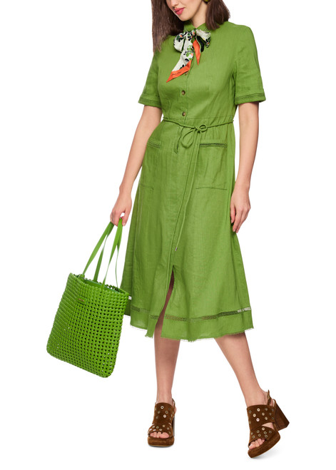 MARC CAIN COLLECTIONS Garden Green Linen Blend Mini Dress | AC 21.41 W70