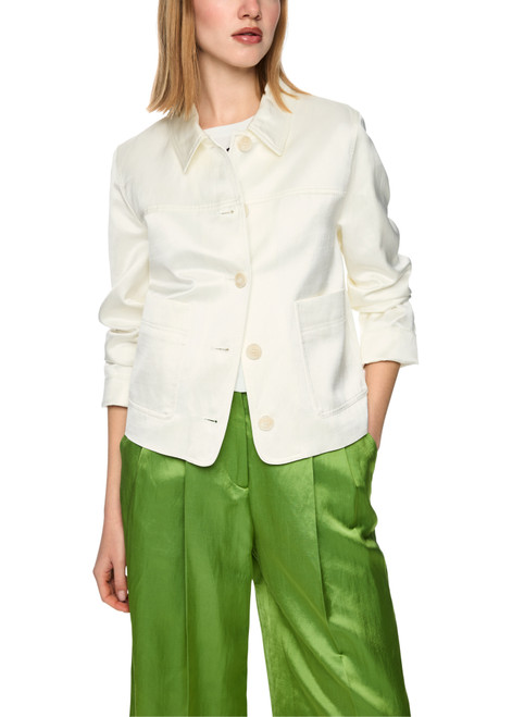 MARC CAIN COLLECTIONS Bright Ecru Shimmering Material Mix Jacket | AC 31.24 W41