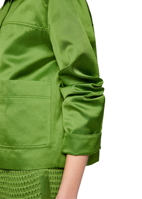 MARC CAIN COLLECTIONS Garden Green Shimmering Material Mix Jacket | AC 31.24 W41