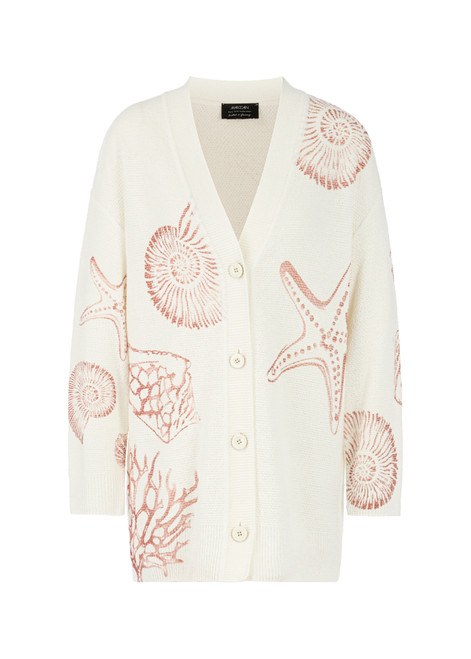 MARC CAIN COLLECTIONS Off-White Knitted In Germany Long Cardigan | AC 39.18 M41