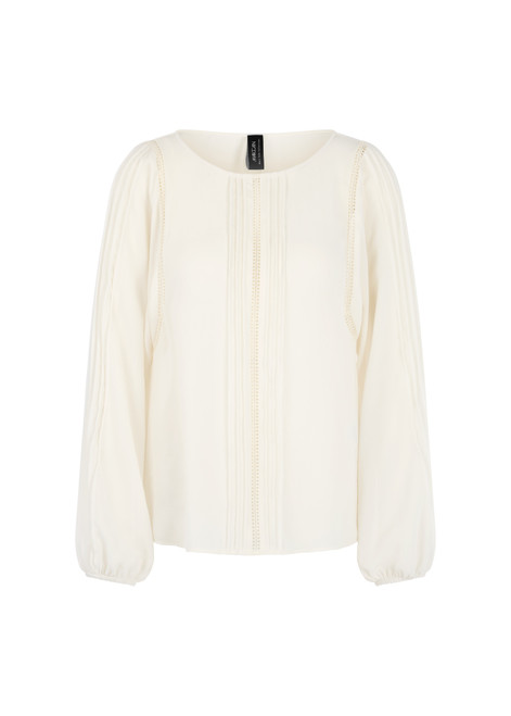 MARC CAIN COLLECTIONS Bright Ecru Blouse With Lace And Pintucks | AC 51.33 W30