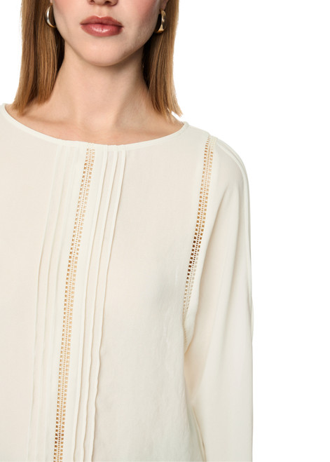 MARC CAIN COLLECTIONS Bright Ecru Blouse With Lace And Pintucks | AC 51.33 W30