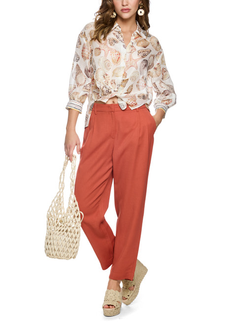 MARC CAIN COLLECTIONS Off-White Linen-Silk Shirt Blouse | AC 51.39 W51