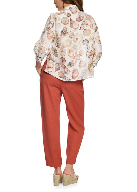 MARC CAIN COLLECTIONS Off-White Linen-Silk Shirt Blouse | AC 51.39 W51
