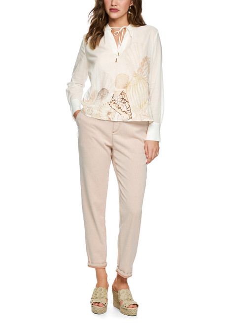 MARC CAIN COLLECTIONS Off-White Blouse Shirt With Shell Print | AC 55.07 J58
