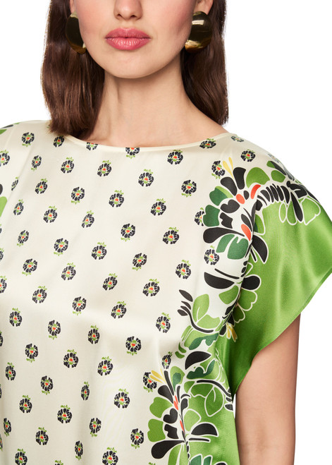 MARC CAIN COLLECTIONS Bright Ecru Blouse-Style Top With Hibiscus Print | AC 55.24 J56