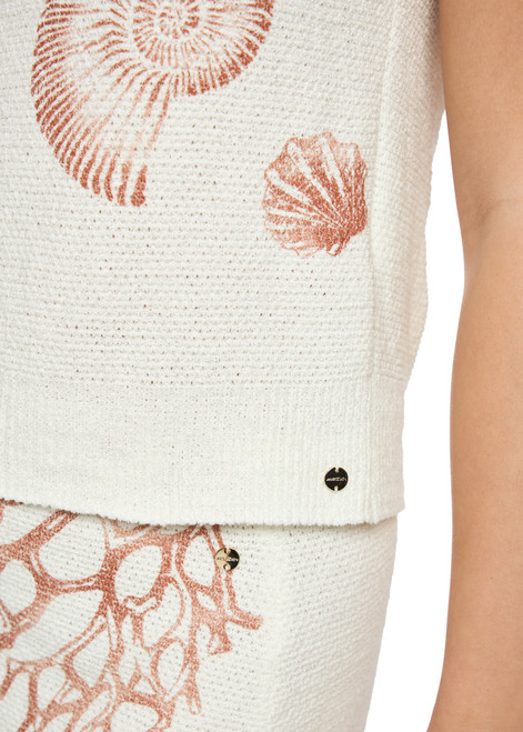 MARC CAIN COLLECTIONS Off-White Knitted In Germany Top With Print | AC 61.21 M41