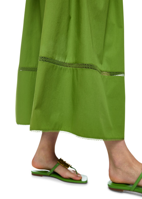 MARC CAIN COLLECTIONS Garden Green Flared Maxi Skirt With Lace | AC 71.28 W50