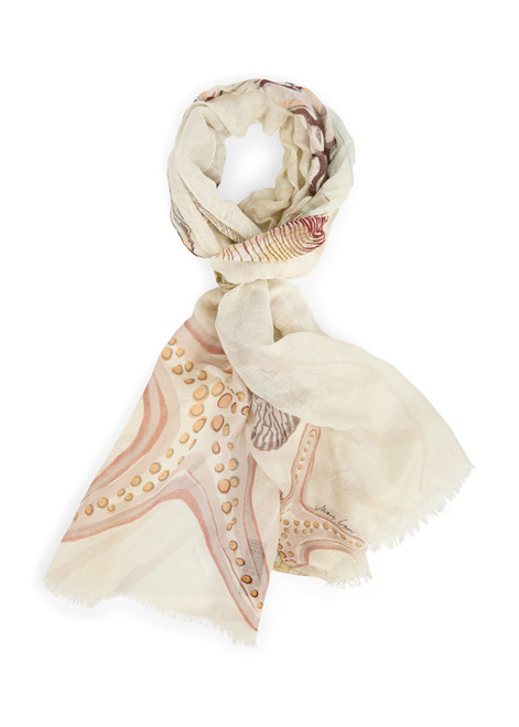 MARC CAIN COLLECTIONS Off-White Long Scarf With Shell Print | AC B4.07 Z29