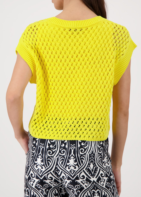 MONARI Yellow, Orange Sleeveless Jumper With Ajour Structure | 410919
