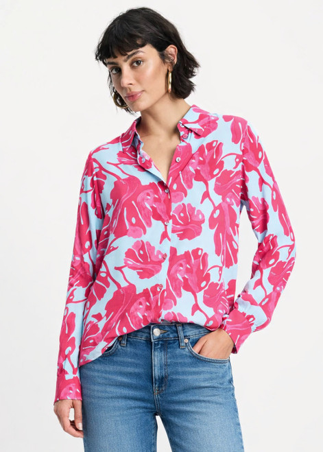 POM AMSTERDAM Multi Colour Blouse - Mila Urban Flora Blue | SP9497