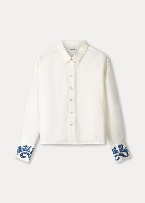 POM AMSTERDAM White Blouse - White Sequins Matchpoint | SP9498
