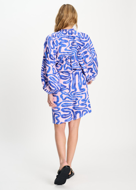POM AMSTERDAM Multi Colour Dress - Waves Pink Linen | SP9551