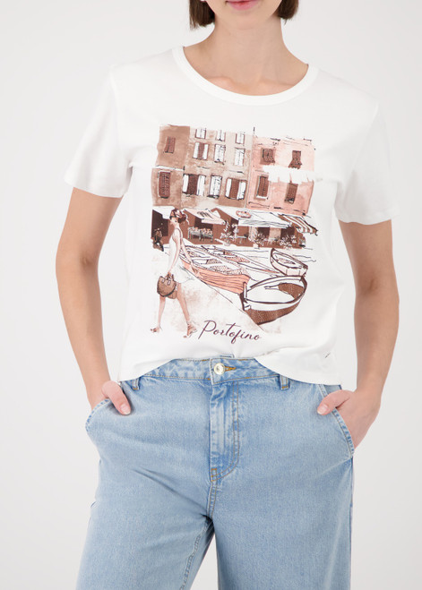 MONARI White T-Shirt With City Print | 410553