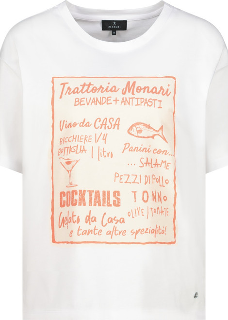 MONARI White T-Shirt With Trattoria Print | 410559