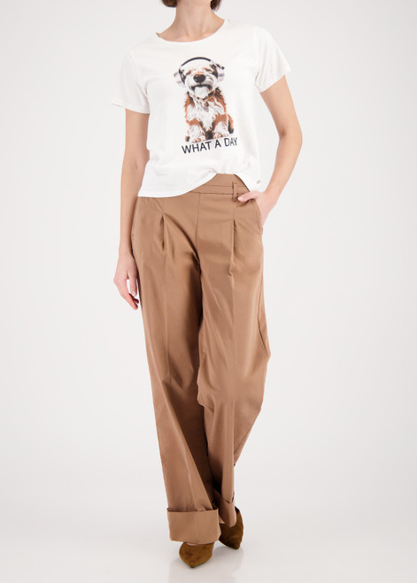 MONARI White T-Shirt With Dog Print And Rhinestones | 410593