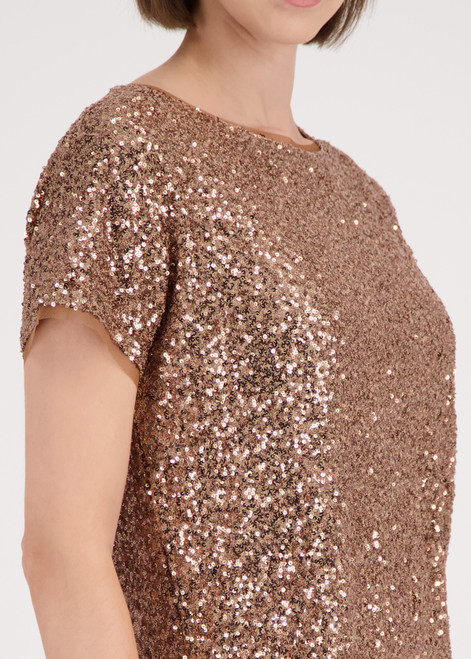 MONARI Brown Sequin T-Shirt | 410724