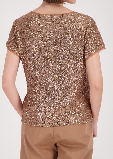 MONARI Brown Sequin T-Shirt | 410724