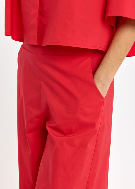 LAUREN VIDAL Rouge Wide-Leg Cotton Trousers | CASSIA