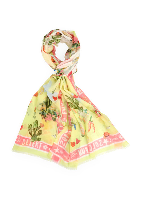MARC CAIN SPORTS Sunny Lime New Cotton And Silk Scarf | AS B4.07 Z24