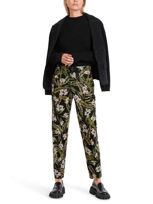 MARC CAIN Floral Print Pants With A Tailored Fit And Tapered Legs.