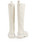 Marc Cain Bright Ecru Grained Calfskin High Boot, Chunky Treaded Sole, Zip Fastener, Shiny Logo Print, Close-Fitting Shape.