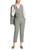 Marc Cain Frozen Sage FORDON Herringbone Trousers with Wool Blend and Turn-Up Hem.