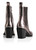 Marc Cain Anthrazit Ankle Boot in Metallic Croc Look, Western Style, Slanted Block Heel, Narrow Square Toe, Zipper Closure.