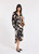 LAUREN VIDAL Graphic Long Loose Viscose Dress With Shirt Collar And V-Neck Pleat | CELIA