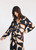 LAUREN VIDAL Graphic Long Loose Viscose Dress With Shirt Collar And V-Neck Pleat | CELIA